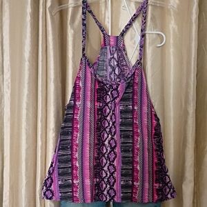 Pink and Black Striped Women's Top